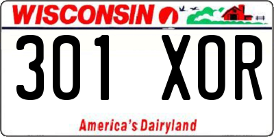 WI license plate 301XOR