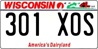 WI license plate 301XOS