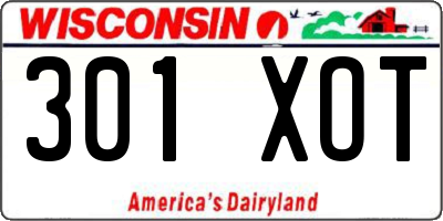 WI license plate 301XOT