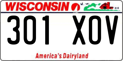 WI license plate 301XOV