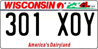 WI license plate 301XOY