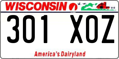 WI license plate 301XOZ