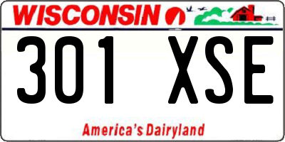 WI license plate 301XSE