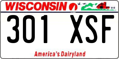 WI license plate 301XSF