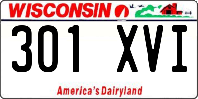WI license plate 301XVI