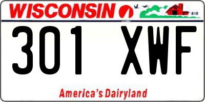 WI license plate 301XWF