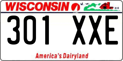 WI license plate 301XXE