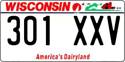 WI license plate 301XXV