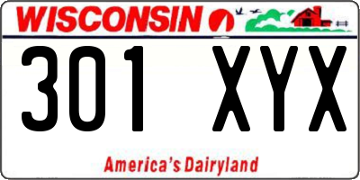 WI license plate 301XYX
