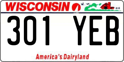 WI license plate 301YEB