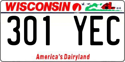 WI license plate 301YEC