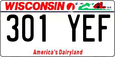 WI license plate 301YEF