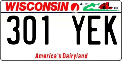 WI license plate 301YEK