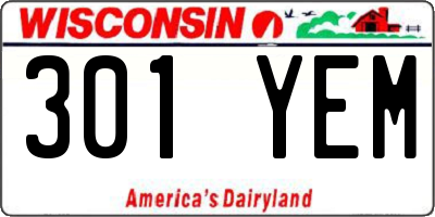 WI license plate 301YEM