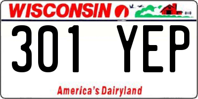 WI license plate 301YEP