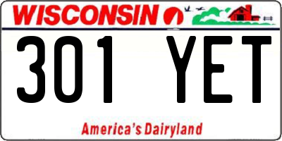 WI license plate 301YET