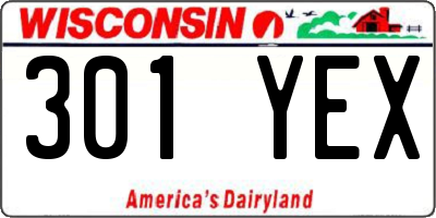 WI license plate 301YEX