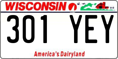 WI license plate 301YEY