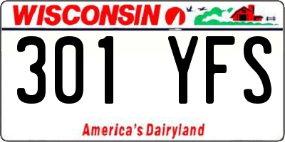 WI license plate 301YFS