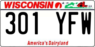 WI license plate 301YFW