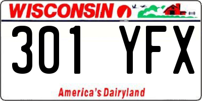 WI license plate 301YFX