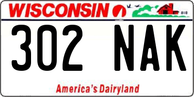 WI license plate 302NAK