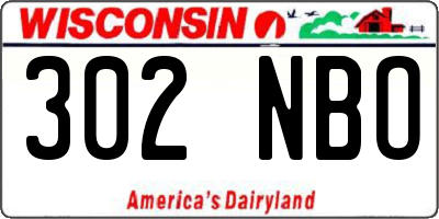 WI license plate 302NBO