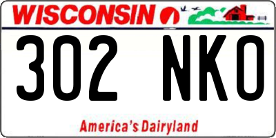 WI license plate 302NKO