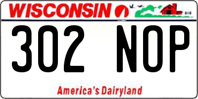 WI license plate 302NOP