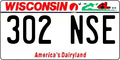 WI license plate 302NSE