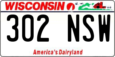 WI license plate 302NSW