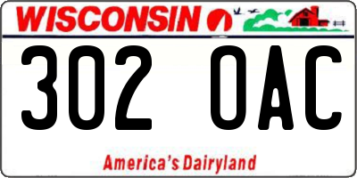 WI license plate 302OAC