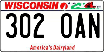 WI license plate 302OAN
