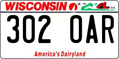 WI license plate 302OAR