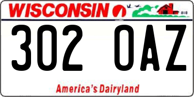 WI license plate 302OAZ