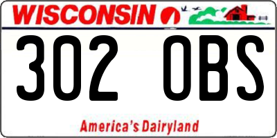 WI license plate 302OBS