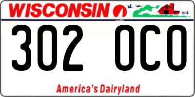 WI license plate 302OCO