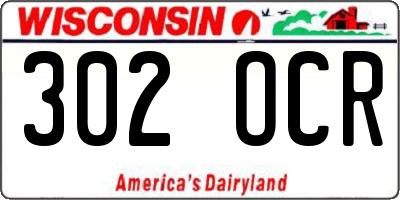WI license plate 302OCR
