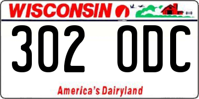 WI license plate 302ODC