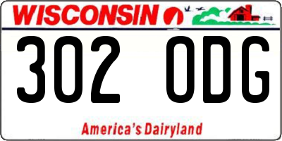 WI license plate 302ODG