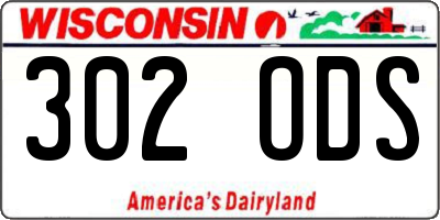 WI license plate 302ODS