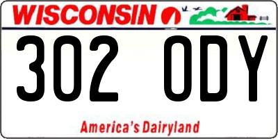 WI license plate 302ODY