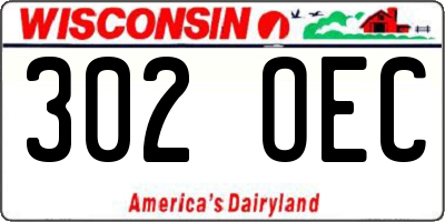 WI license plate 302OEC