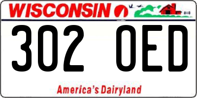 WI license plate 302OED