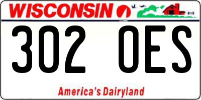 WI license plate 302OES