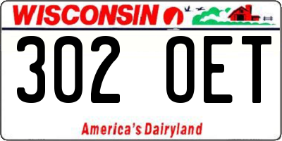 WI license plate 302OET