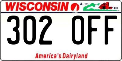 WI license plate 302OFF