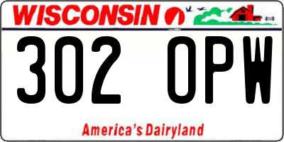 WI license plate 302OPW