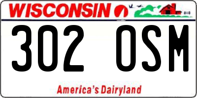 WI license plate 302OSM