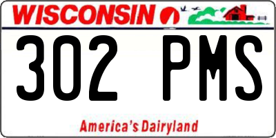 WI license plate 302PMS